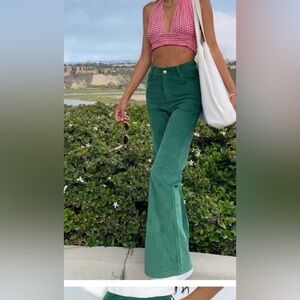 Princess Polly Green Velour Jeans